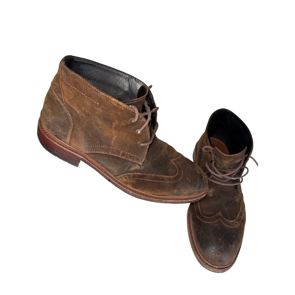 Trask Mens Brown Suede Wingtip Chukka Boots Lace Up Brogue Size 10M
